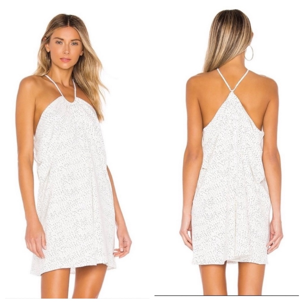 House of Harlow 1960 X Revolve Rosalin White and Black Polka Dot Halter Dress L